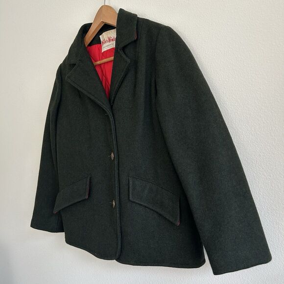 VTG Weather Winky Wool Schoolboy Blazer Coat Dark Green Kids 14/16 XL - Picture 9 of 16